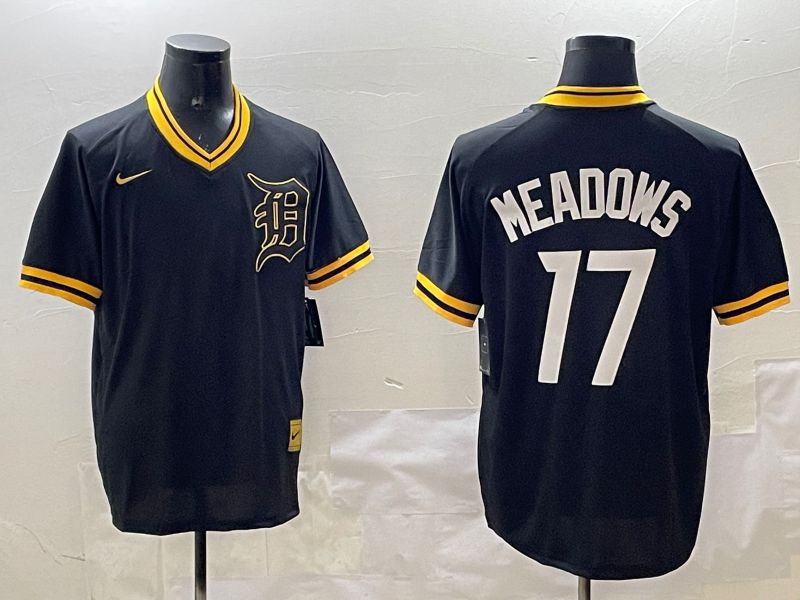 Men Detroit Tigers #17 Meadows Black Gold Game 2025 Nike MLB Jersey style 1